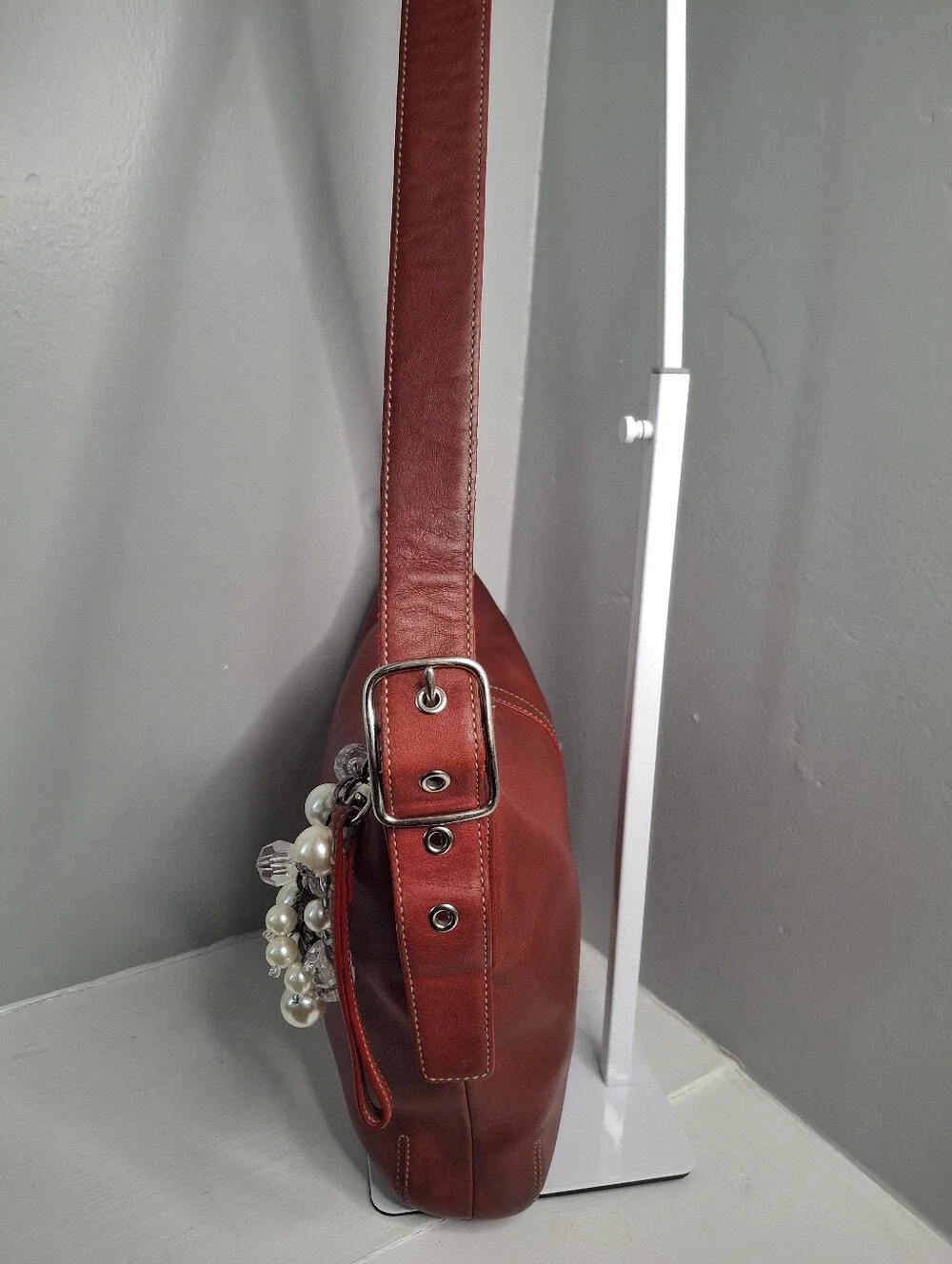 Coach Vintage Legacy Slim Duffle Red Leather Crossbody Shoulder Bag 2004